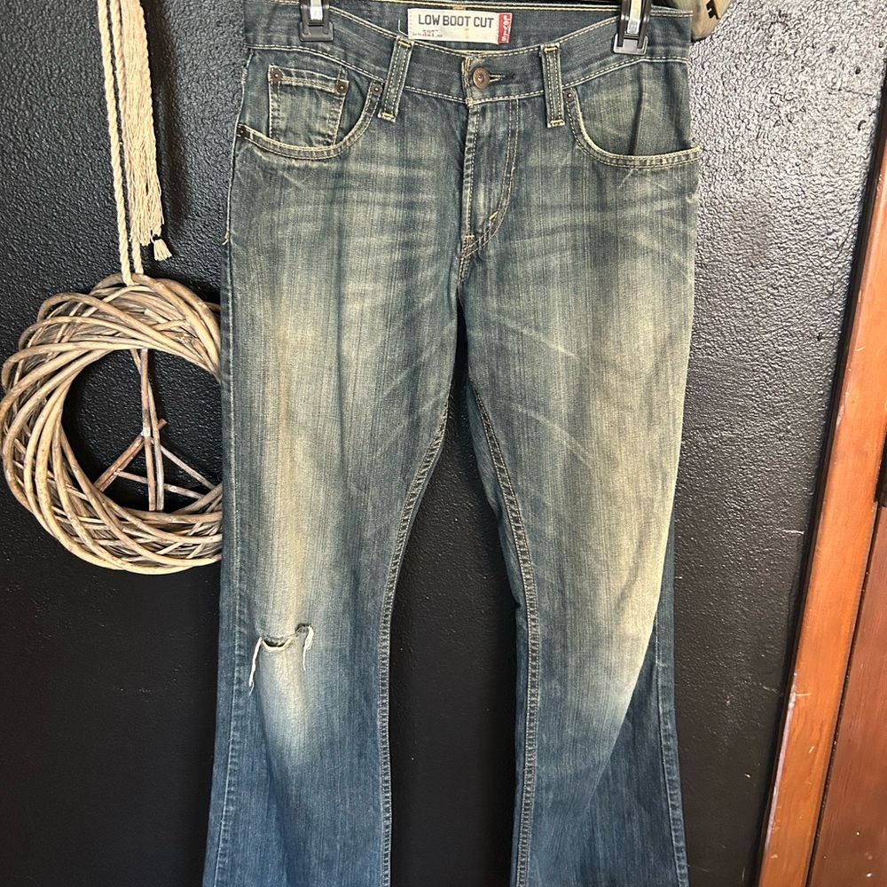 Levi's 327 Distressed Blue Bootcut Jeans 29x32